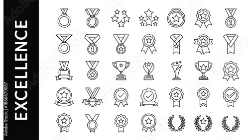 A detailed illustration of various education and learning icons including students teachers books computers and graduation caps on a white background