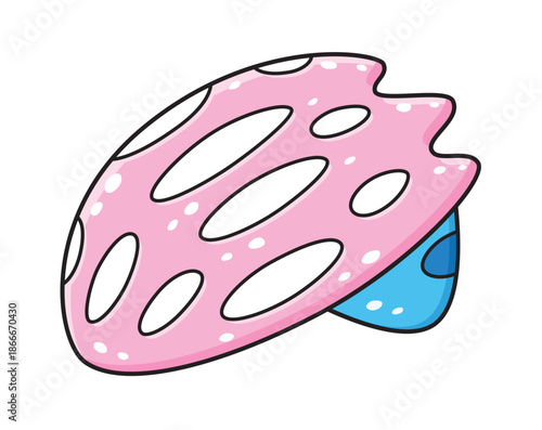 Pink bicycle helmet illustration isolated cartoon vector