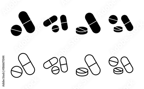 Pills icon vector. capsule icon. Drug sign and symbol