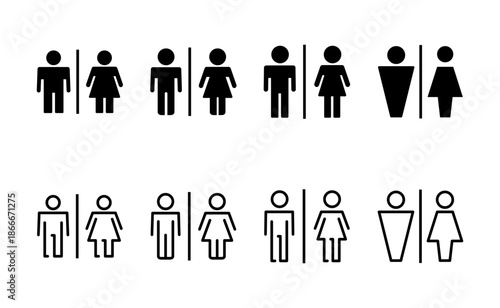 Toilet icon vector. Girls and boys restrooms sign and symbol. bathroom sign. wc, lavatory