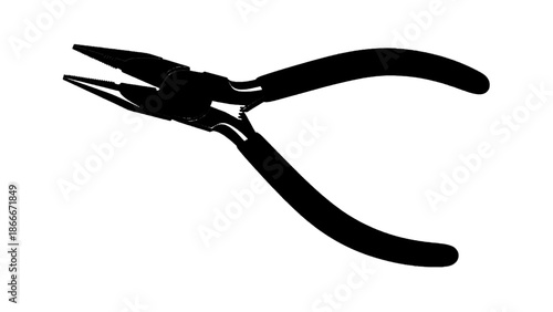 Vector illustration of precision needle-nose pliers, an essential workshop hand tool, on transparent background