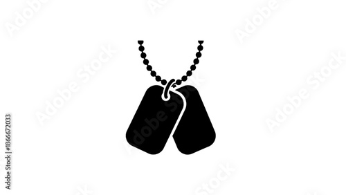 Vector illustration of military dog tags on chain, remembrance symbol, on transparent background