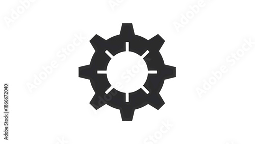 Vector illustration of a simple mechanical gear cog settings symbol on transparent background