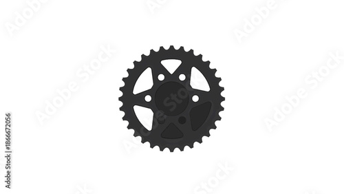 Vector illustration of a black mechanical sprocket or gear, on transparent background, for various designs