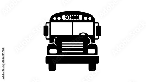 Vector illustration of an iconic yellow school bus symbol for education on transparent background