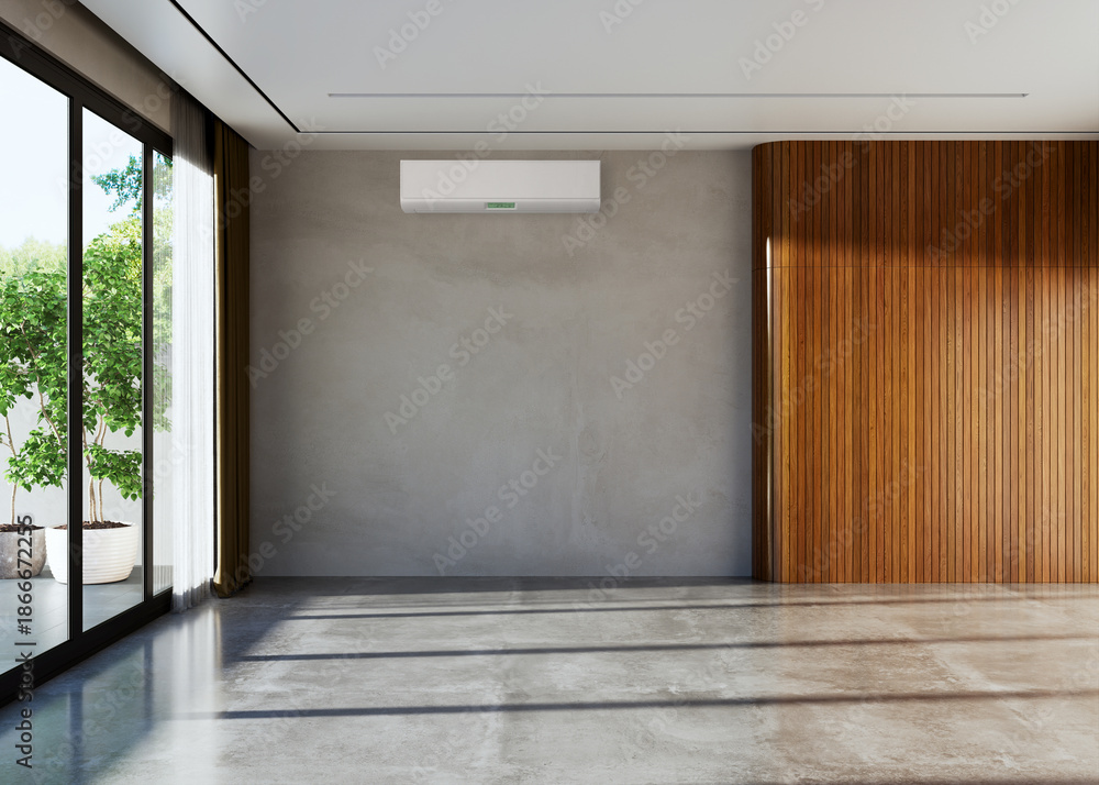 Obraz premium large luxury modern bright interiors room with air conditioning mockup illustration 3D rendering