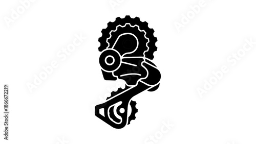 Vector illustration of a bicycle rear derailleur component, a crucial cycling gear part, on transparent background