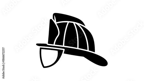 Vector illustration of a classic firefighter helmet, symbolizing protection and emergency services, on transparent background