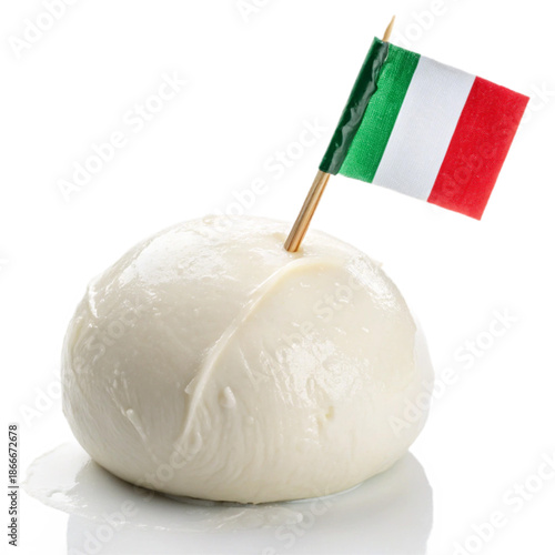 Mozzarella ball with Italian flag toothpick, perfect for culinary promotions