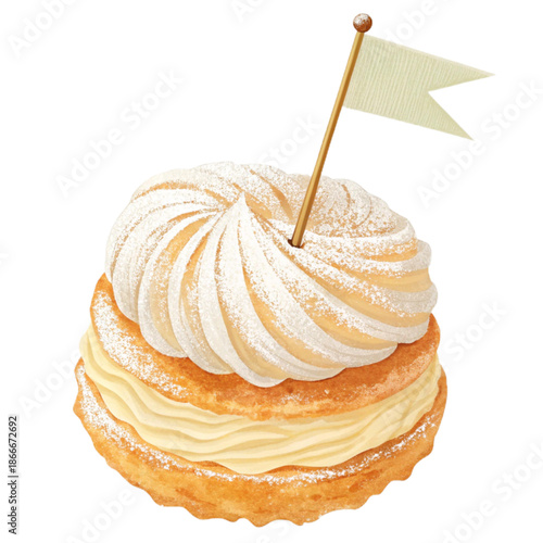 A delightful pastry puff bite with a flag toothpick, perfect for celebrations and parties