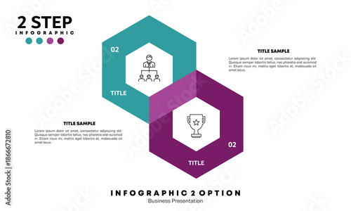 Vector Hexagon infographic, cycle diagram, graph, presentation chart. Business concept with 2 options, parts, steps, processes. vector editable