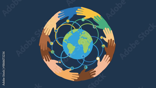 Diverse Hands Holding Globe Together Unity.