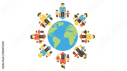 Diverse People Around the World Globe.
