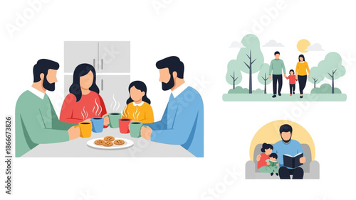 Family Dinner Gathering with Bearded Men.