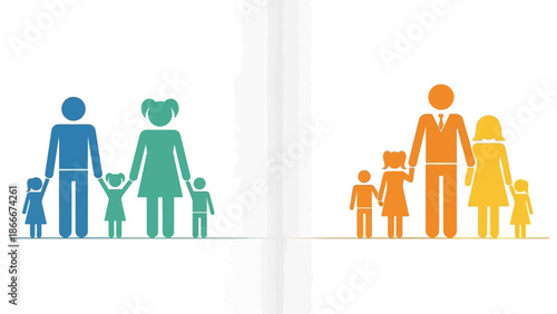 Family Silhouettes Representing Different Generations Together.