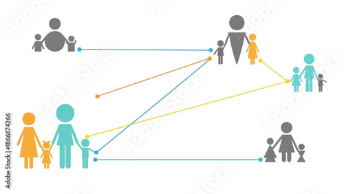 Family Tree Infographic with Colored People Icons.