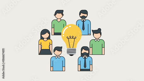 Group of People Around a Lightbulb.