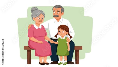 Happy Family with Grandparents and Grandchild.