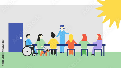 Healthcare Professional with Patients in Wheelchair.