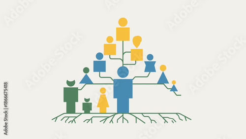 Illustration of Human Figures in Hierarchy Structure.