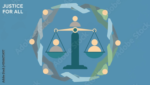 Illustration of Scales of Justice Symbol.