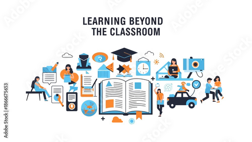 Learning Beyond Classroom Education Concept Illustration.