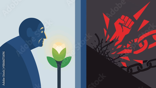 Man Contemplates Hope and Despair Together.