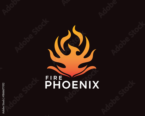 abstract fire phoenix logo, phoenix that resembles fire logo design template
