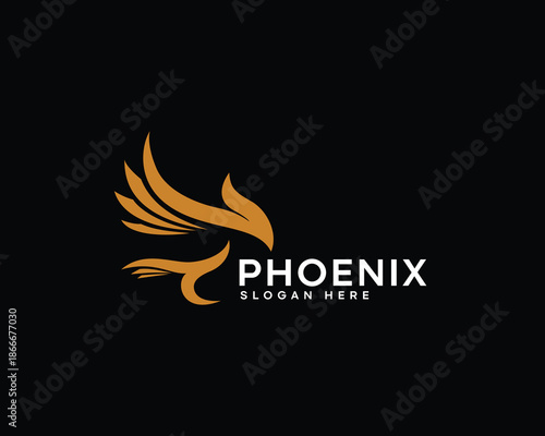 abstract phoenix logo, abstract golden phoenix logo design inspiration