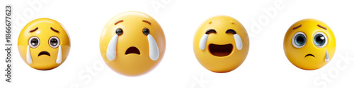 Set of diverse emotional expression emoji faces