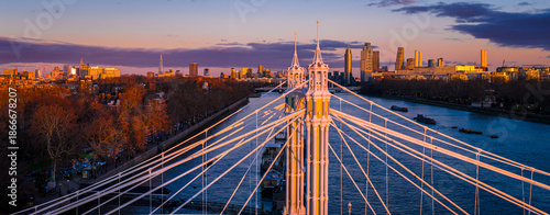 Wallpaper Mural Albert Bridge panoramic view over River Thames at sunset, Chelsea London UK Torontodigital.ca