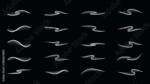 Abstract Smoke Swirls and Wisps on Black Background.