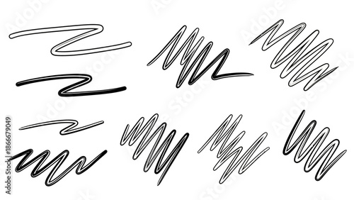 Collection of Hand Drawn Scribble Lines and Strokes.