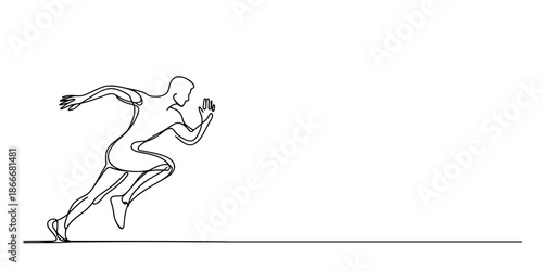 vector illustration of a male athlete in action running and jumping during a fitness exercise or sports competition