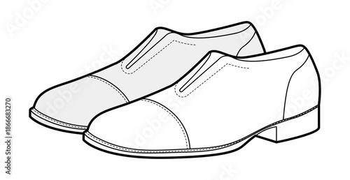 Dress shoe mens formal sketch pair. Classic lace up leather suit footwear smart office style. Technical fashion illustration CAD mockup sketch vector women unisex isolated.