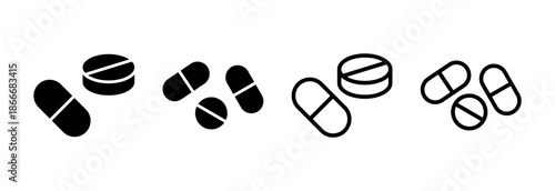 Pills icon vector illustration. capsule icon. Drug sign and symbol