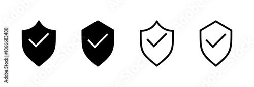 Shield check mark icon vector illustration. Protection approve sign. Insurance icon
