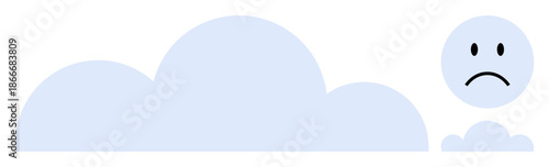 Sadness concept. Sad face with a cloud sadness and emotion. Sadness ed through simple graphics for mental health, emotional well-being, counseling, communication, and education