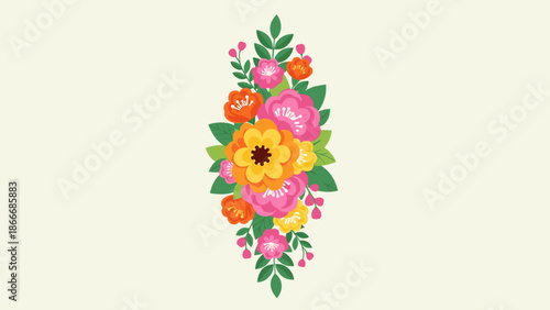 Colorful Floral Arrangement - Vector Illustration for Design