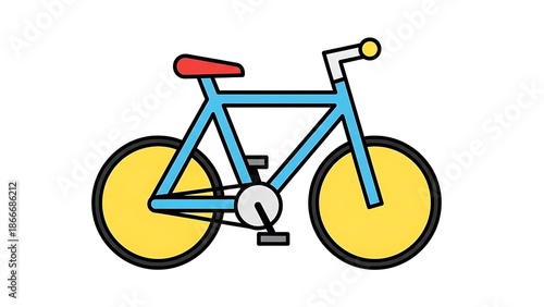 Bike Ride: A simplistic, eye-catching illustration of a bicycle, perfect for conveying themes of transportation, recreation, and healthy living.