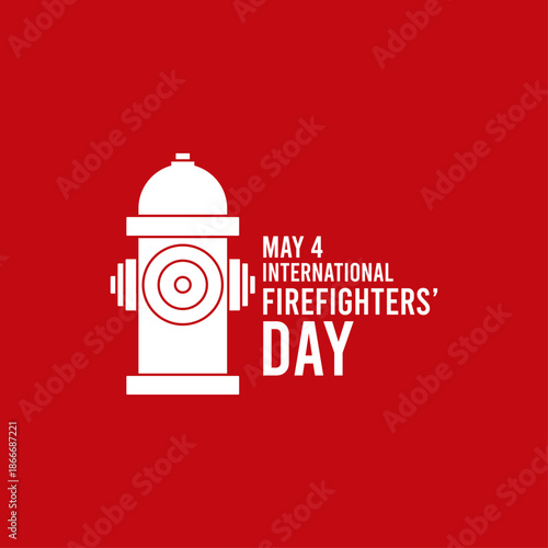 International firefighetrs' day. May 4. Fire hydrant icon on red background. Flat design vector illustration.