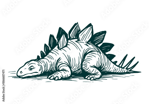 Stegosaurus hand drawn simple sketch vector illustration