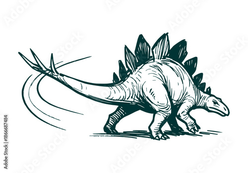 Stegosaurus hand drawn simple sketch vector illustration