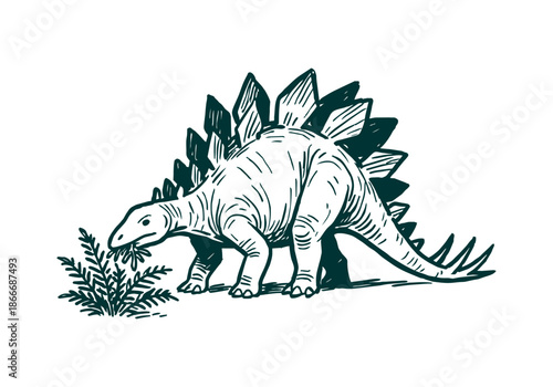 Stegosaurus hand drawn simple sketch vector illustration