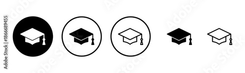 Education icon logo design. Graduation cap sign and symbol. Graduate. Students cap