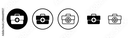 Medical box icon logo design. Medical suitcase sign and symbol. First aid icon