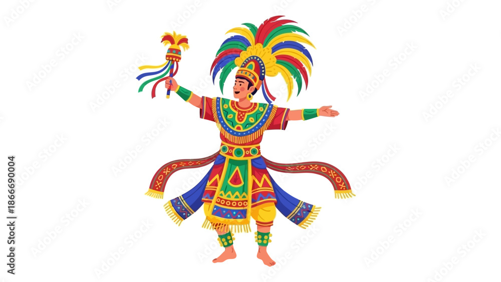 Naklejka premium Mexican Dancer in Vibrant Costume Celebrating Cultural Heritage and Traditions