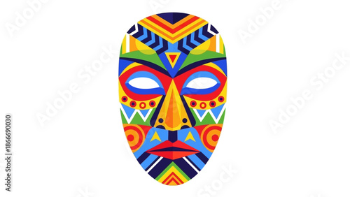 Colorful African Mask Design Symbolic Representation of Culture and Art with Intricate Patterns