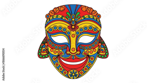 Colorful and Decorative Mask Illustration A Vibrant Design for Festivals and Celebrations
