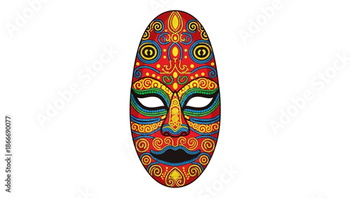 Vibrant and Detailed Ethnic Mask Illustration A Colorful Design on a White Background